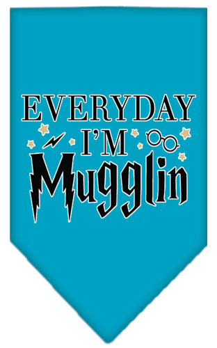 Everyday I'm Mugglin Screen Print Bandana Turquoise Small